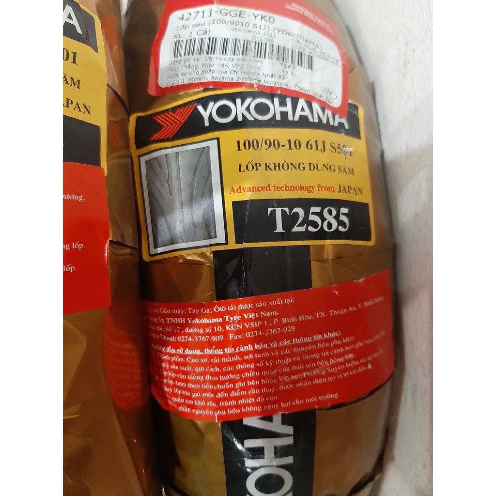 Lốp vỏ lốp (100/9010 61J) (YOKOHAMA) Lốp vỏ lốp (90/9012 44J) (YOKOHAMA) honda lead 110 lead 125 scr