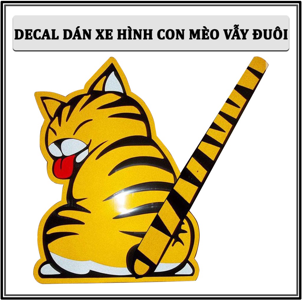 Decal Dán Ô Tô Hình Con Mèo Vẫy Đuôi Gắn Cần Gạt Nước Sau Xe