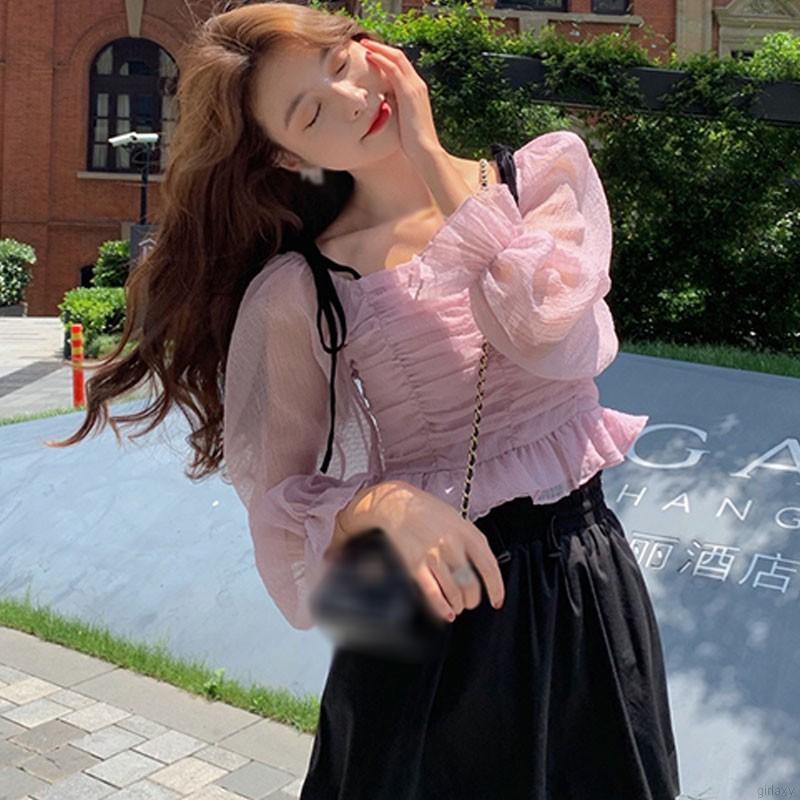 Áo Voan Hoa Trễ Vai Phong Cách Hàn Quốc Xinh Xắn Cho Nữ | BigBuy360 - bigbuy360.vn