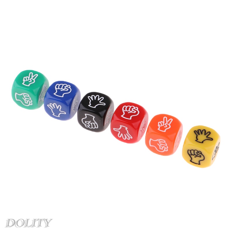 6Pcs Six Sided Rock Paper Scissors Dice Board Game for Party Games Supplies