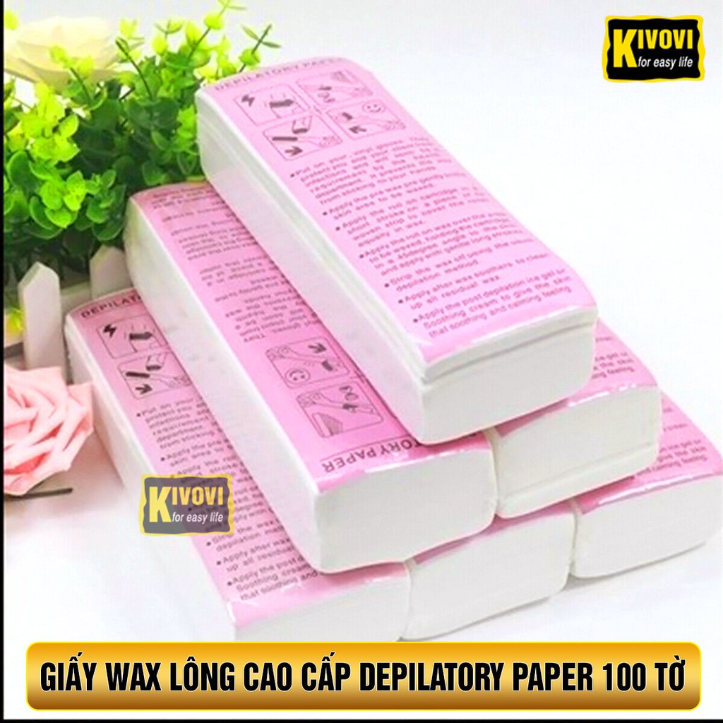 Giấy Wax Lông 100 Tờ - Miếng Wax Triệt Lông Chân Tay Nách Depilatory Paper - Kivovi