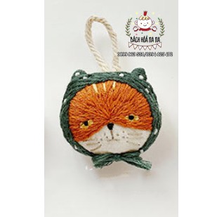 [FREE SHIP 50K] Gói Nguyên liệu thêu tay trang trí DIY/ BỘ KIT TỰ THÊU móc khóa Mèo Xinh xắn tự làm - Handmade Nana Shop