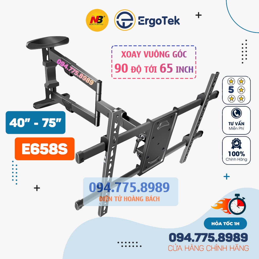 Giá Treo Tivi Xoay Vuông Góc 90 Độ ErgoTek E658 - Giá Treo Tivi Đa Năng 40 - 75 Inch [ Xoay Rộng Hơn NB SP2 ]
