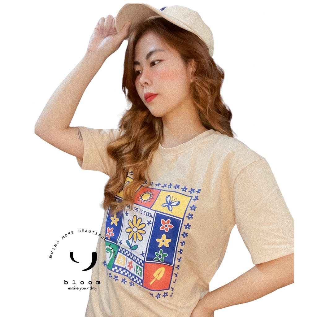 Áo thun, áo phông Zara màu be/nude in họa tiết hoa xinh xắn, dễ thương, phù hợp với mọi lứa tuổi