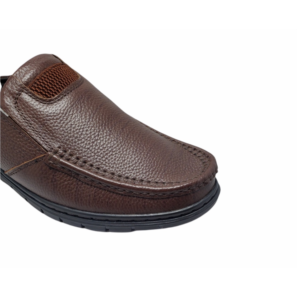 Giày Sục Nam Da Bò Nâu Phối Vải GIA VI - GN27