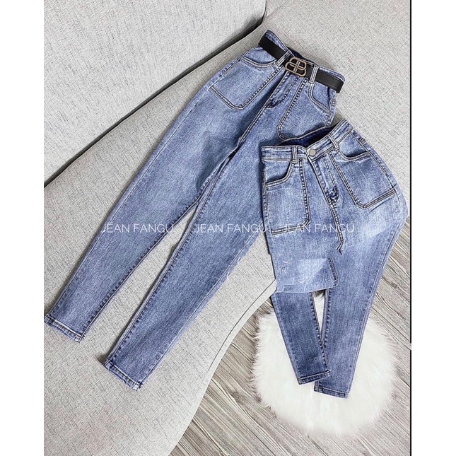 Quần jean skinny túi trước vuông phong cách Hàn Quốc , quần bò ôm giãn cạp cao hách dáng chất đẹp by Jean Fangu Cao Cấp