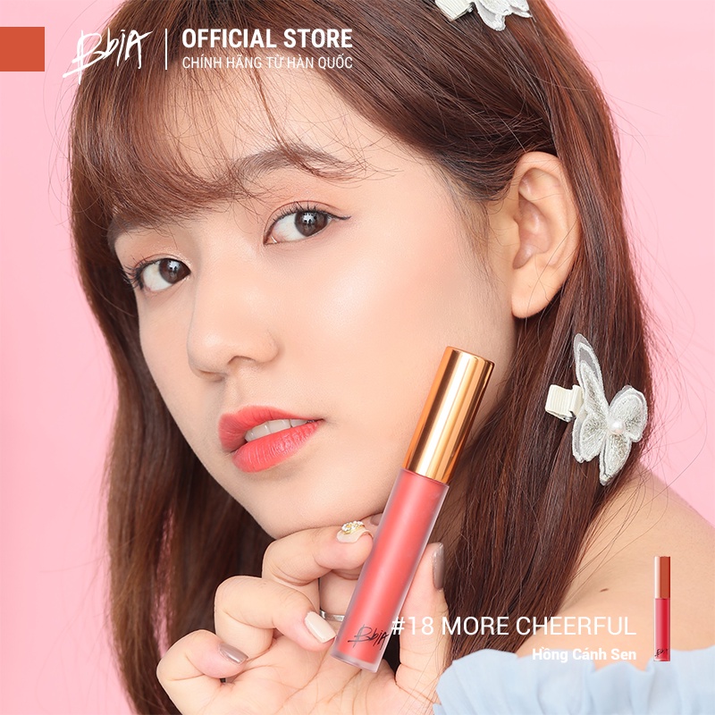 Son Kem Lì Bbia Last Velvet Lip Tint Version 4 - 18 More Cheerful (Màu Hồng Cánh Sen) 5g - Bbia Official Store