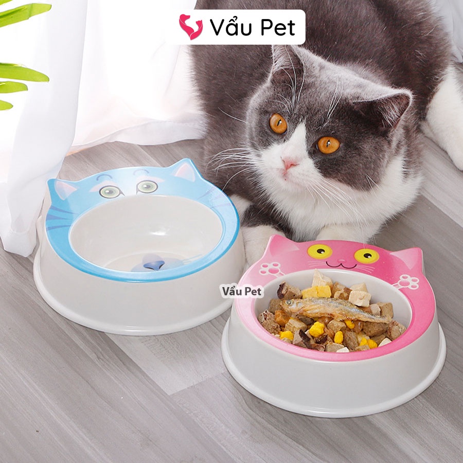 Bát ăn chó mèo - Bát Phíp hình mèo cho chó mèo thú cưng Vẩu Pet Shop