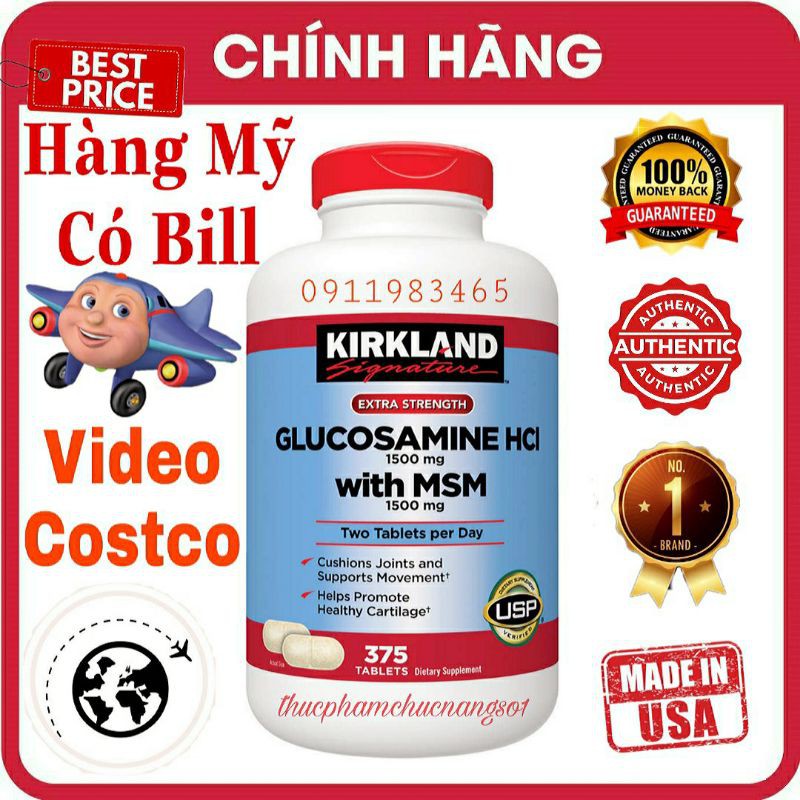 Glucosamine Kirkland 375 Viên Uống Bổ Khớp Cam Kết Chính Hãng