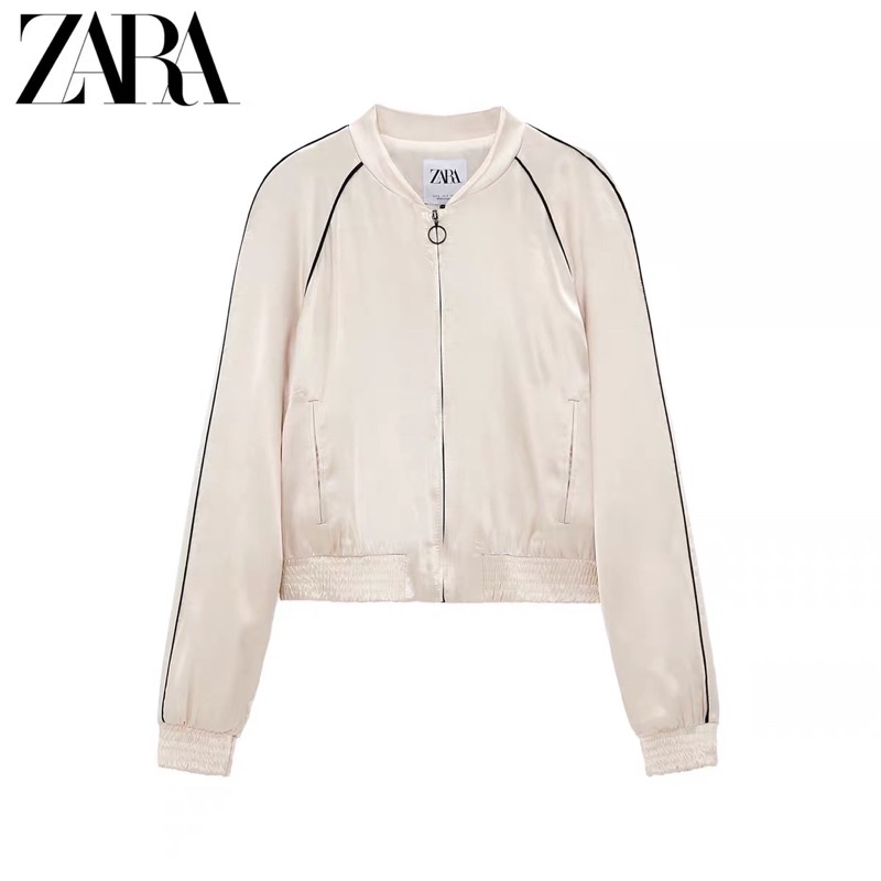 (Sẵn)Áo khoác bomber lụa Zaraa canh sale