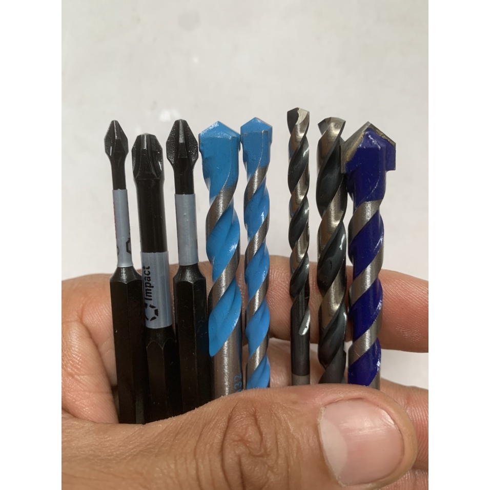 Bộ mũi khoan bê tông , tường , gạch men , inox , sắt thép , mũi vít PH1 PH2 PH3 thương hiệu Bosch - King Blue thông dụng