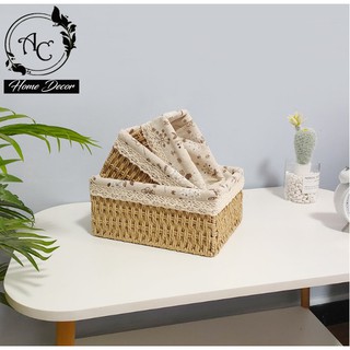☘️☘️☘️ giỏ mây, giỏ cói vintage có vải lót, giỏ đựng đồ nhỏ gọn, decor trang trí nhà cửa