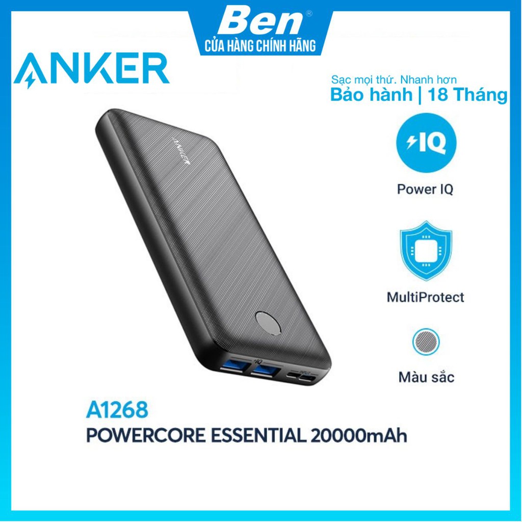 Pin sạc dự phòng ANKER PowerCore Essential 20000 - A1268 (Plastic)