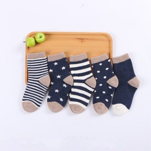 Set 5 Đôi Tất Cao Cổ Bé Trai Bé Gái KYS+ Cotton 100% Thu Đông Sợi Bông Nguyên Chất Không Xù (Size 0 - 3 tuổi) S5C