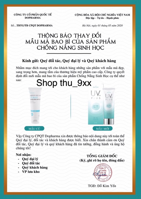 Kem chống nắng sinh học SPF 50++ UV PLUS Lamer care- Dr.Lacir