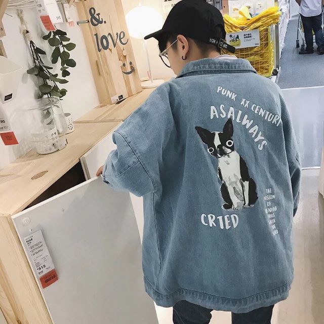 ÁO KHOÁC JEAN KHOÁC BÒ HÌNH CON CÚN YÊU DẤU NAM NỮ UNISEX THỜI TRANG CAO CẤP BTS- AQ STORE