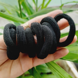 100 Dây cột tóc đen trơn bản nhỏ (đường kính 3.5-4cm)