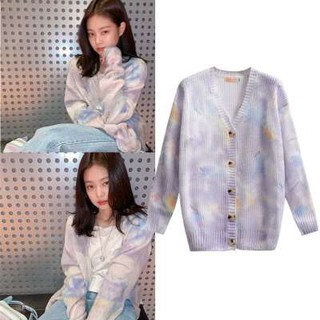 áo len oversize jennie blackpink colorful sweater kint coat Cardigans