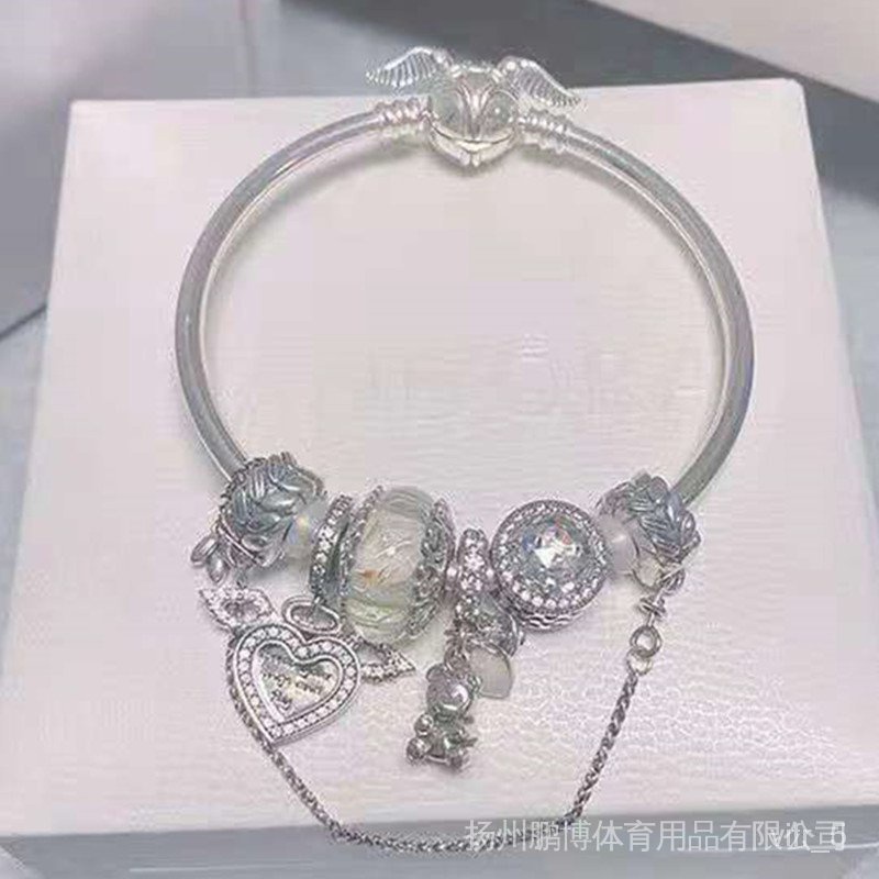 Vòng Đeo Tay Pandora Chính Hãng Mặt Hình Gấu Mạ Bạc Trắng Cho Nữ