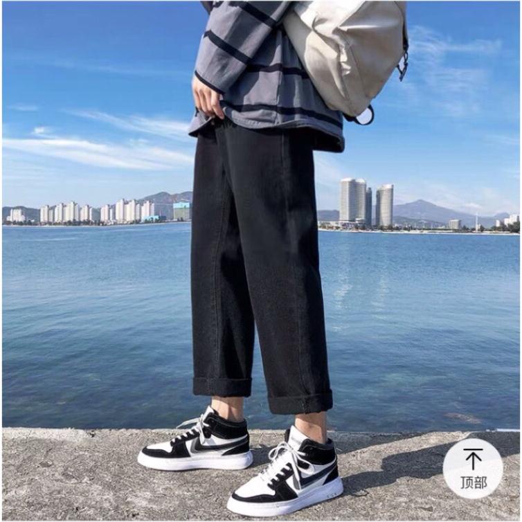 Quần jean bò baggy nam nữ ống suông rộng Unisex hàng Quảng Châu phong cách Hàn Quốc sành điệu style năm 2021
