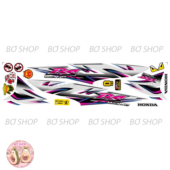 Tem rời WAVE ALPHA 110  Mẫu Chữ RS - BƠ SHOP  - Tem chế 3 lớp cao cấp