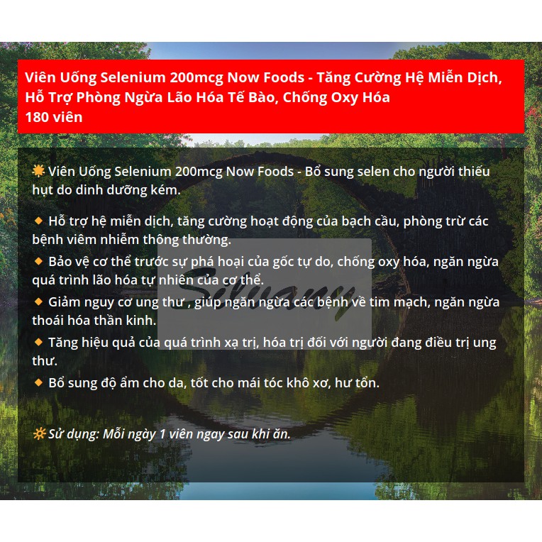 Selenium 200mcg Now Foods - Tăng Cường Hệ Miễn Dịch, Chống Oxy Hóa
