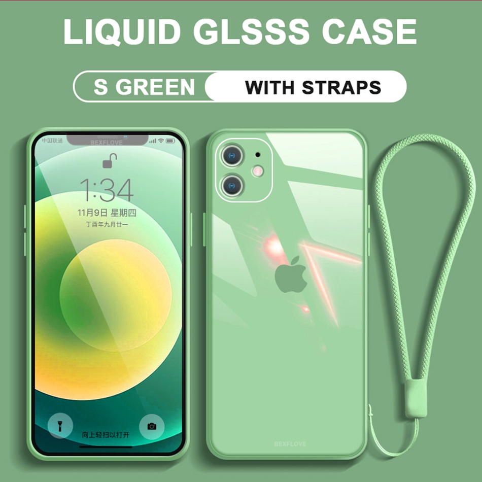 Ốp lưng mặt kính cường lực kèm dây đeo cho Iphone 11 Pro X Xr Xs Max 6plus 7plus 8plus 6 7 8 Plus | BigBuy360 - bigbuy360.vn