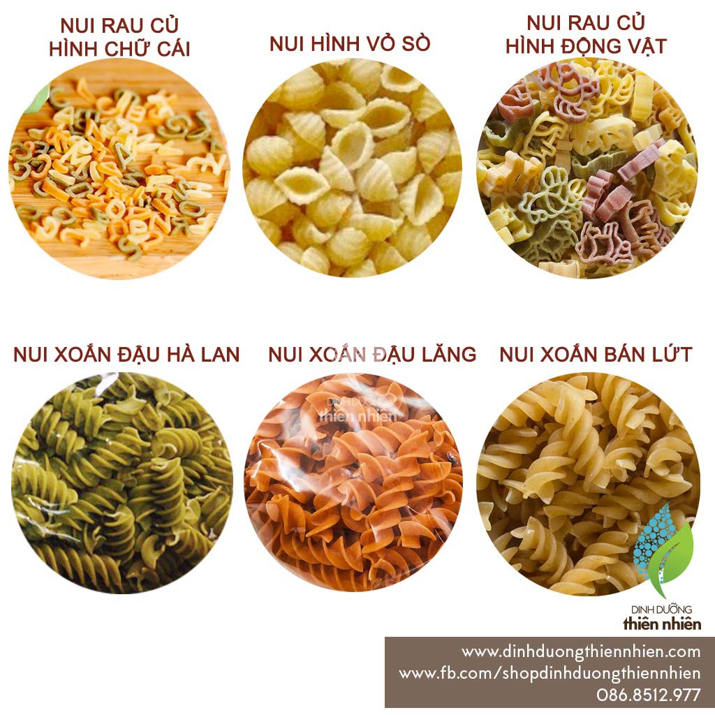 [SET LẺ 100g] Mì Nui Hữu Cơ Ăn Dặm Cho Bé Tập Cầm Nắm, 100g (Nui Lứt, Bán Lứt, Rau Củ, Đậu Hà Lan, Đậu Lăng)