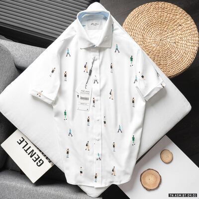 Áo Sơ Mi Cộc Tay Nam Họa Tiết Vải Cotton Dệt Sớ Chéo - BENTINO | BigBuy360 - bigbuy360.vn