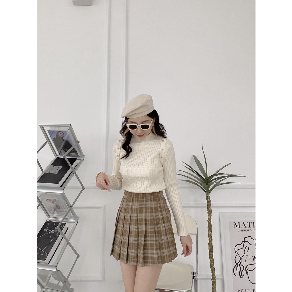 CHÂN VÁY TENNIS KẺ NÂU