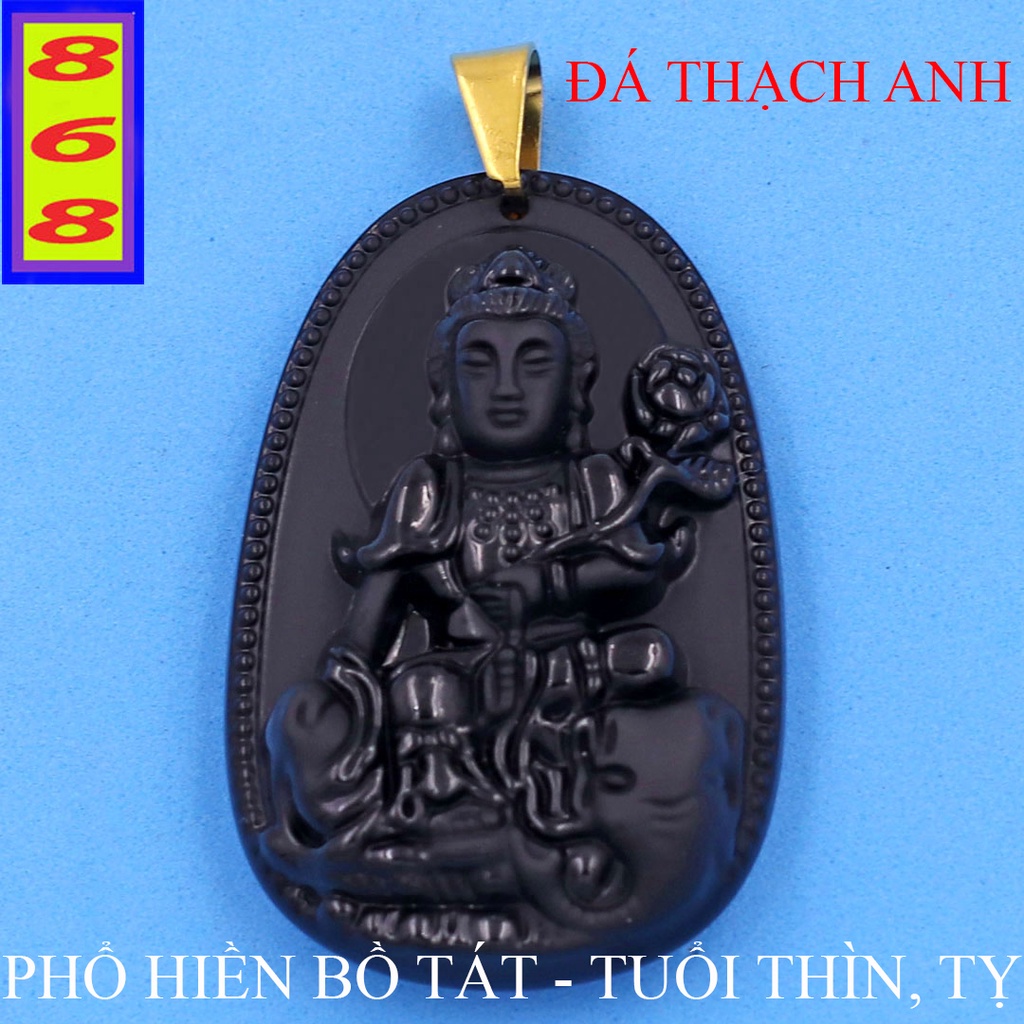 Mặt Dây Chuyền Phật Phổ Hiền Bồ Tát Màu Đen 5cm - Mặt Size Lớn - Tặng Kèm Móc Inox