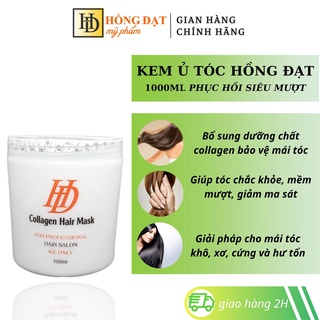 Kem ủ tóc Hồng Đạt, Dầu hấp tóc Collagen Keratin 1000ml phục hồi tóc hư tổn, dưỡng tóc suôn mượt, tăng cường độ ẩm tóc