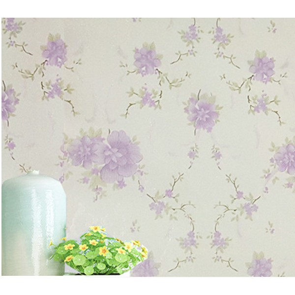 Decal giấy dán tường đóa hồng tím (khổ rộng 0.45m)