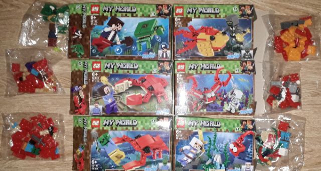 Lắp ráp 1 hộp Lego_Minecraft MyWord 82138 Săn Thủy Quái dưới Biển có nhiều chi tiết bằng nhựa ABS