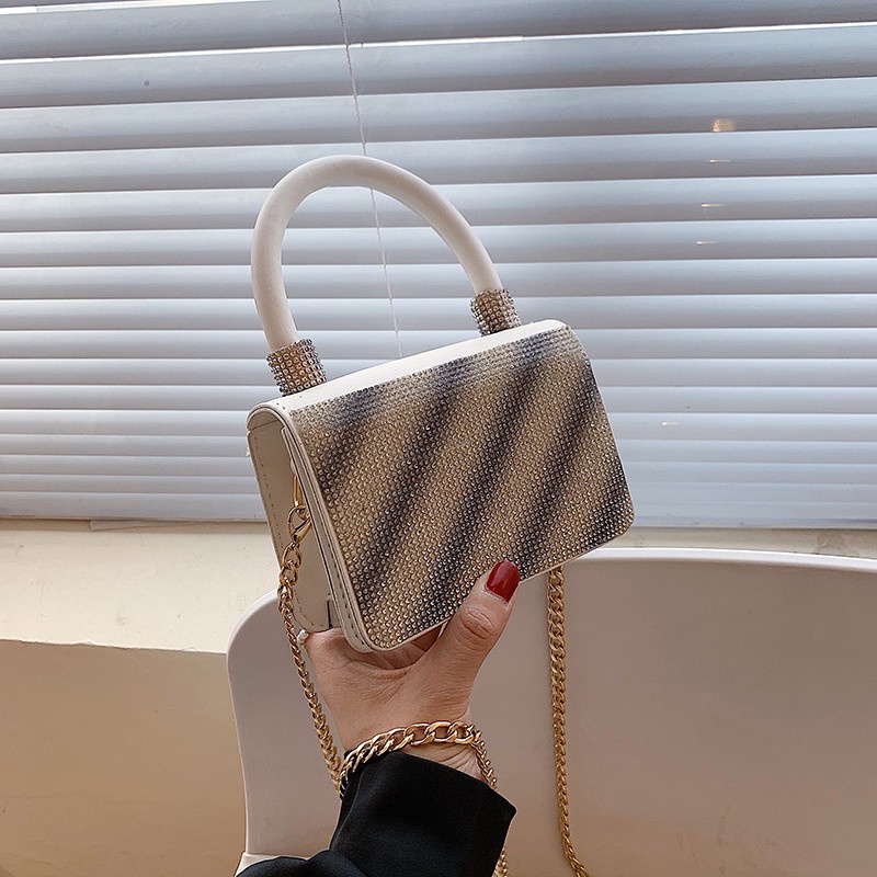 Túi Đeo Vai Hình Vuông Nhỏ Màu gradient Đính Kim Cương Giả Phong Cách Hàn Quốc Cho Nữ