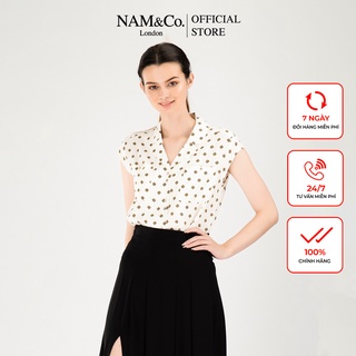 Áo sơ mi sát nách nữ NamandCo thiết kế siêu đẹp cao cấp size S,M,L màu trắng, họa tiết VB1167