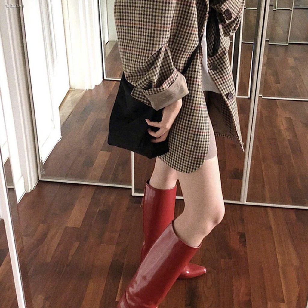 Giày Bốt Cổ Cao Qua Gối Đế Bằng Phối Khóa Kéo Phía Sau Kiểu Retro Âu Mỹ Mới 2020 | BigBuy360 - bigbuy360.vn