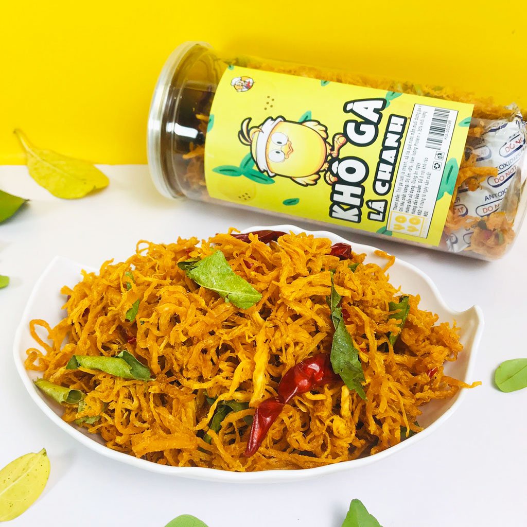 Khô gà lá chanh 55gr gà khô xé sợi thơm ngon ăn liền đồ ăn vặt hà nôi