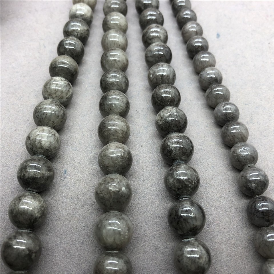 Hạt đá tự nhiên 6-12mm màu xám dùng thiết kế đồ trang sức DIY