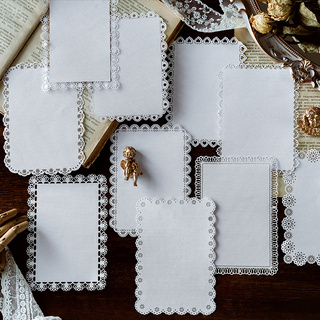 Alice tea party series Hollow lace paper DIY bullet journal Scrapbooking decoration material base paper 8 designs
