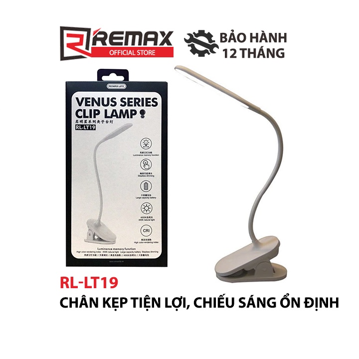 [Mã BMBAU50 giảm 7% đơn 99K] Đèn LED để bàn uốn dẻo tích hợp kẹp đa năng Remax RL-LT19