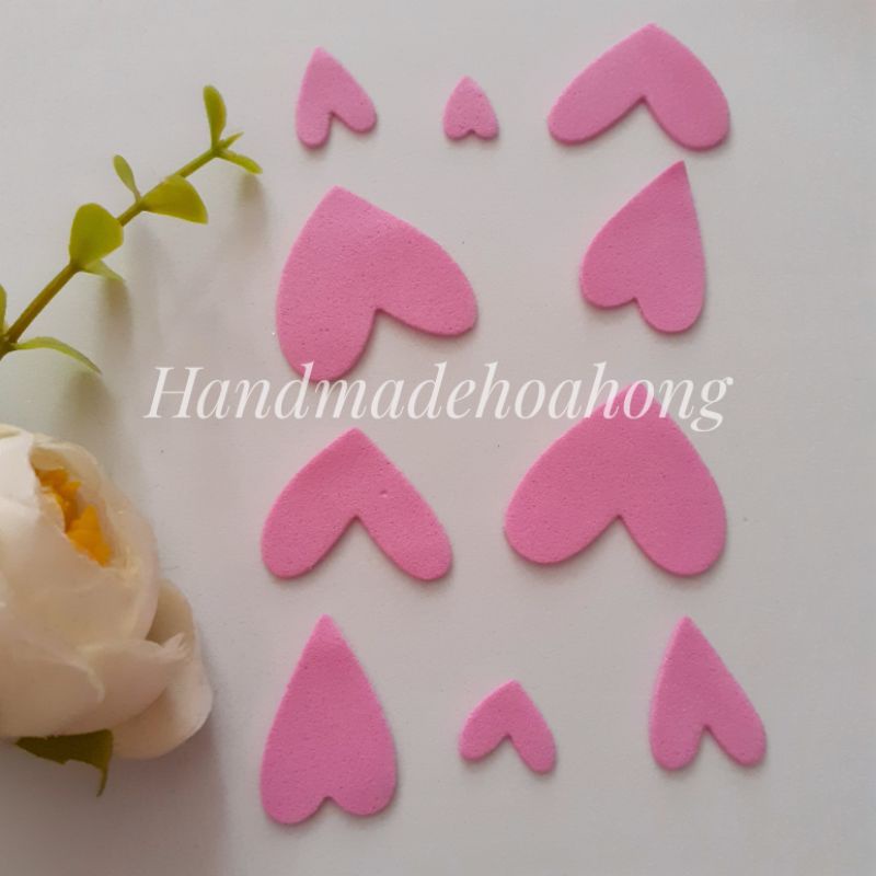 Set 50 hình trái tim bằng xốp, 10 size_Hình trang trí_thiệp, sổ scrapbook, bookmark_xốp mầm non _ giấy xốp