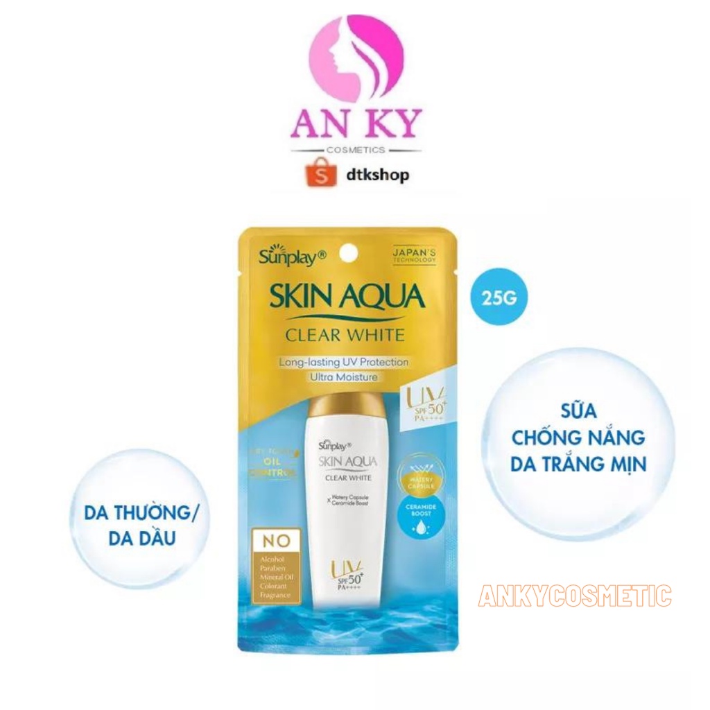 Sữa chống nắng hằng ngày dưỡng trắng cho da dầu Sunplay Skin Aqua Clear White SPF 50+ PA++++ 25g