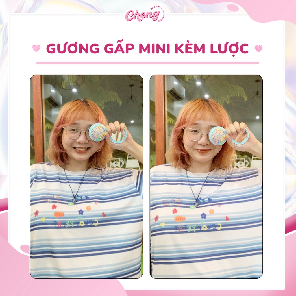 Gương Gấp Mini Kèm Lược Gỡ Rối Tóc Bỏ Túi | Chenglovehair, Chenglovehairs