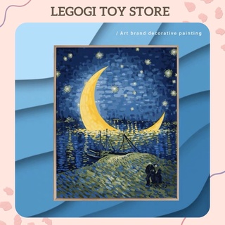 Tranh sơn dầu số hoá tự tô DIY chủ đề tranh Van Gogh kích thước 40*50 cm