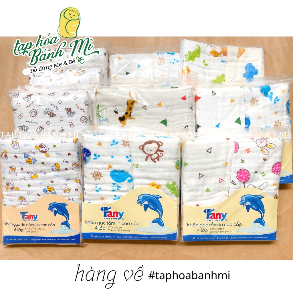 Khăn tắm 4 lớp Fany in hình dễ thương (2 loại)