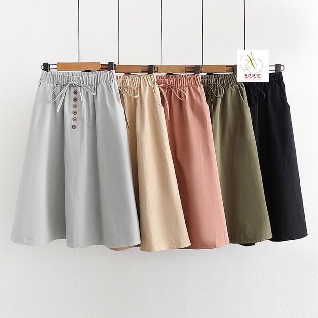 #625 Chân váy xoè thô chữ A dáng midi qua gối hàng Quảng Châu l1