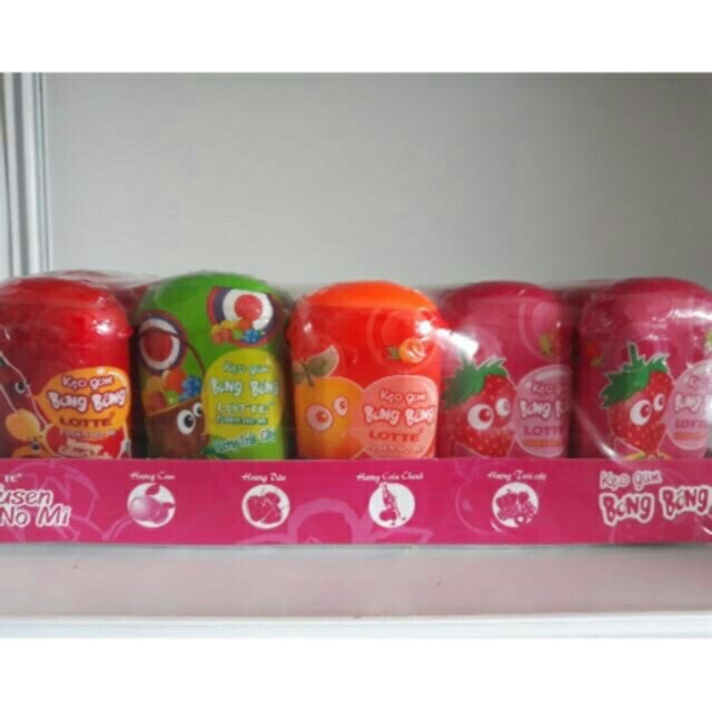 Khay 25 lọ kẹo cao su Lotte Fusen nomi cao cấp