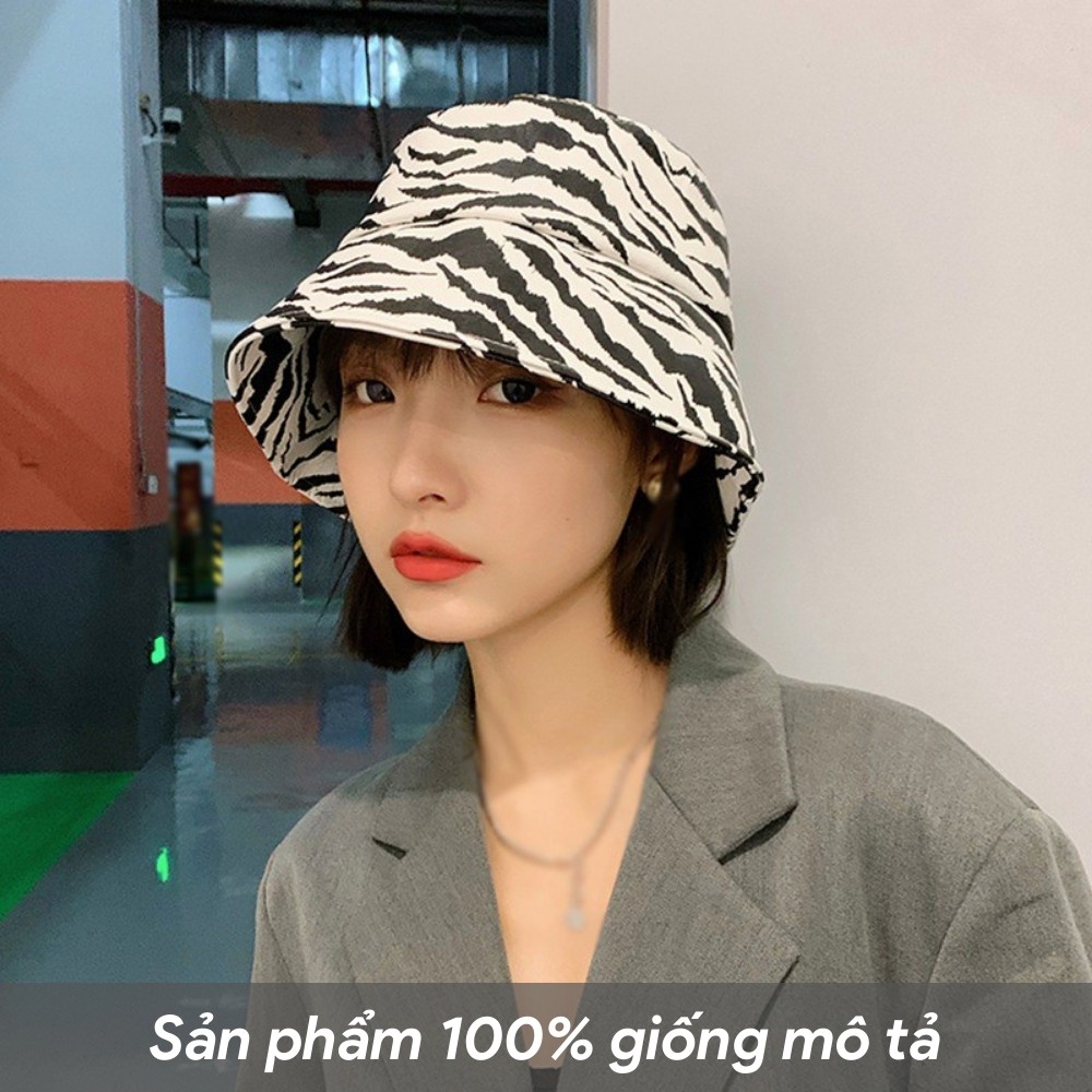 Mũ bucket ngựa vằn ❤️ Nón vành tròn hoạ tiết trắng đen phong cách Ulzzang form unisex nam nữ - BK02