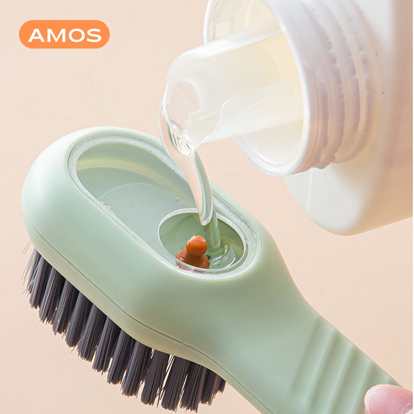 Bàn chải đánh giày AMOS chà quần áo có ngăn chứa nước giặt thông minh
